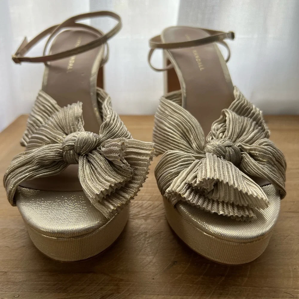 Loeffler Randall Natalia Platinum Platform Bow Heel Women’s Size 12 in Platinum